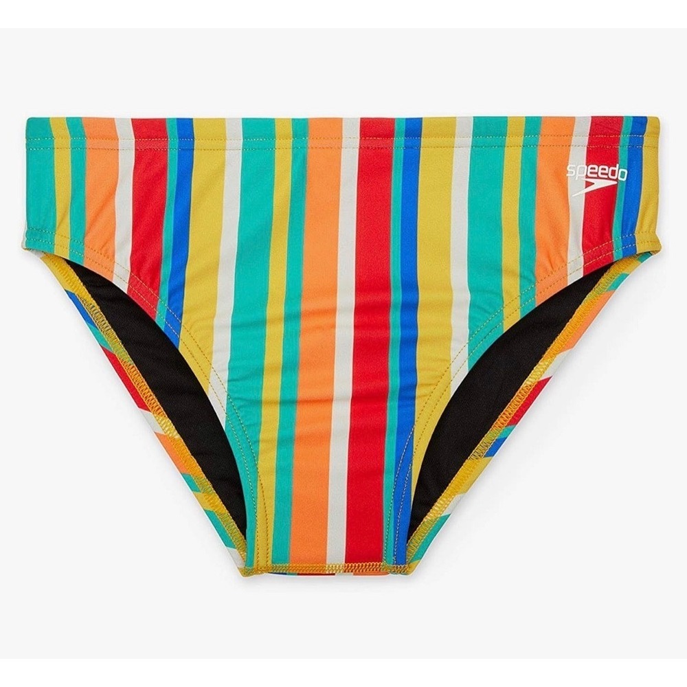 Speedo Kids Eco Endurance Clean Stripe Swim Briefs Multi Boys Sz 24 (5-7)MSRP$53